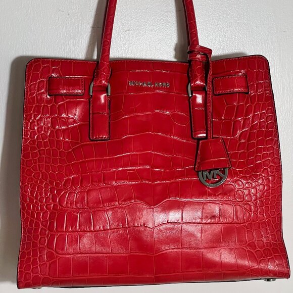 MICHAEL KORS Red Embossed Tote - Picture 1 of 11